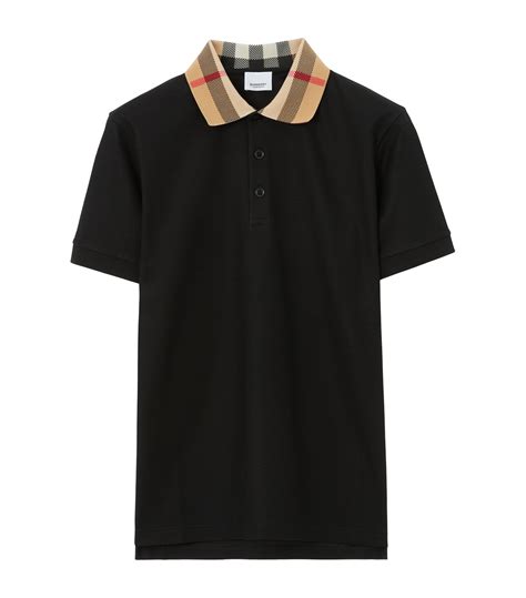 burberry polo plaid collar|Check Collar Cotton Polo Shirt in Black .